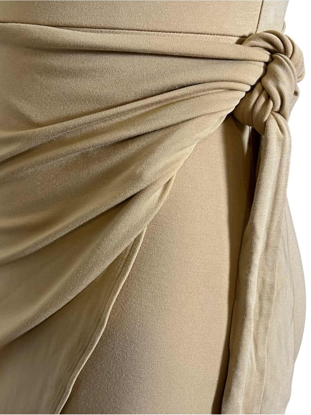 Aritzia Wilfred Saturn Wrap Bodycon Mini Dress Sandy Beige Small - Picture 8 of 14